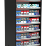 BACKBAR tobacco and OTP display rack (2′), illuminated with header, accommodating up to 1,404 cigarette packs