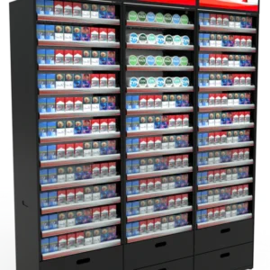 BACKBAR tobacco and OTP display X3 rack set (6'), illuminated with header, accommodating up to 4,212 cigarette packs