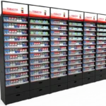 BACKBAR tobacco and OTP display X6 rack set (12′), illuminated with header, accommodating up to 8,424 cigarette packs