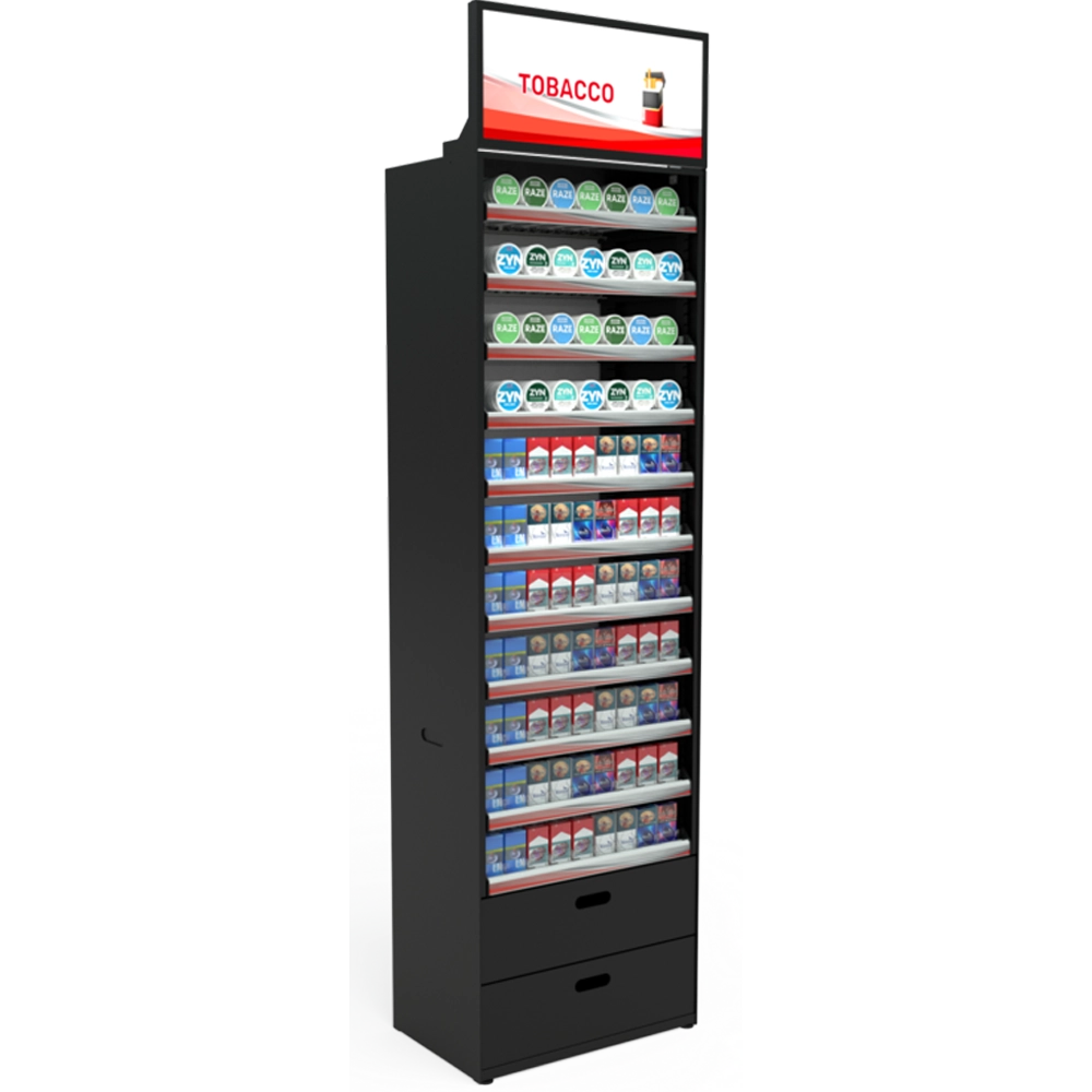 BACKBAR tobacco and OTP display with illuminated header palram 4u